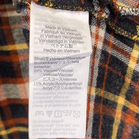 Madewell Plaid Flannel Ruffle Cuff Top Womens M Rust V-Neck Cozy Fall Feminine - Picture 6 of 12